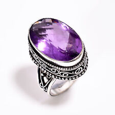 Amethyst Vintage Handmade Jewelry .925 Silver Plated Ring 7.25 US GSR-4249