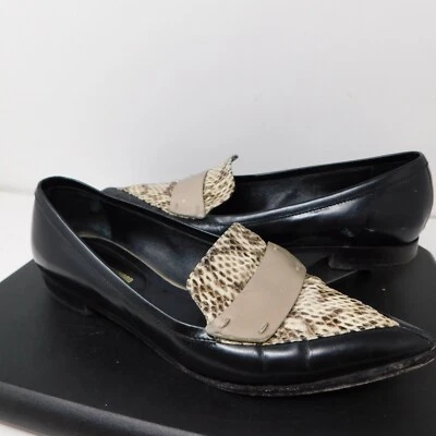 Nicholas Kirkwood Womens Sz 39 9 Beya Snake-Print Animal Point Toe Loafers - Image 1 of 4