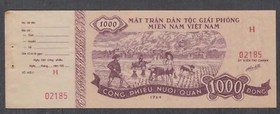 Vietnam Vietcong Cong Phieu Nuoi Quan 1000 Dong Credit Note 1964 - Image 1 of 2