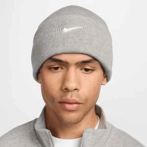 Nike Terra Grey Heather/White Swoosh Unisex Beanie (HF0189-063) - NWT - Picture 1 of 8