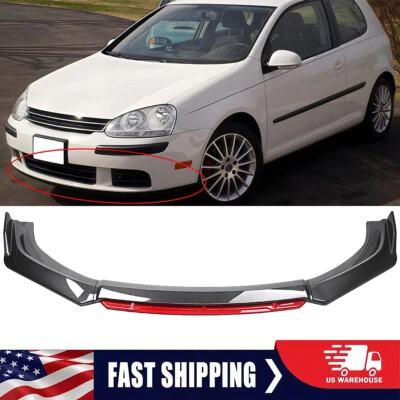 Kit de carrocería divisor de labios parachoques delantero rojo fibra de carbono para Volkswagen Rabbit 06-09 Foto 1 de 4