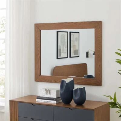 Modway Dylan Rectangular Modern MDF & Veneer Wood Mirror in Walnut - Image 1 of 4
