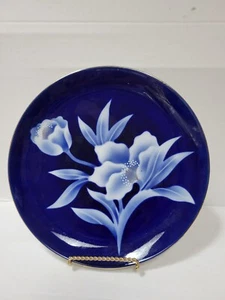 Ceramic Hand Painted Blue, White , Gold Trim Floral Plate Toyo - Picture 1 of 4