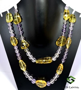 Natural Citrine & Amethyst Faceted Beads Stones 16 Inch Single Strand Gemstones - Picture 1 of 7