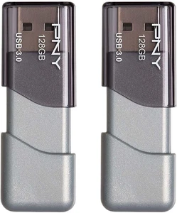 PNY 128GB Turbo Attaché 3 USB 3.0 Flash Drive, Silver (Pack of 2) - Picture 1 of 12