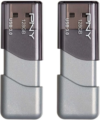 PNY 128GB Turbo Attaché 3 USB 3.0 Flash Drive, Silver (Pack of 2) - Image 1 of 4
