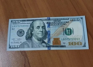 2009-A $100 Federal Reserve Note Bill Repeater Serial Number Fancy 57575959  - Picture 1 of 4