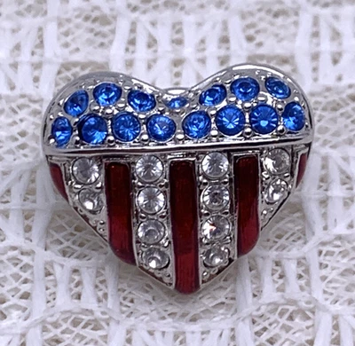 PIN CRISTAL SWAROVSKI 9/11 CORAZÓN VALIENTE ROJO BLANCO Y AZUL BANDERA AMERICANA PIN Foto 1 de 4