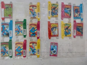 VINTAGE SWEET CIGARETTE PACKETS candy sticks marvel dc hulk batman Superman X 14 - Picture 1 of 8