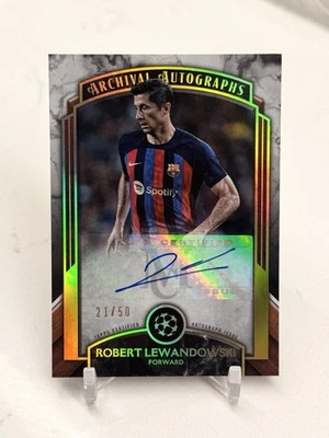 2022-23 ROBERT LEWANDOWSKI #'d /50 Topps Museum Collection GOLD Archival AUTO SP - Image 1 of 2