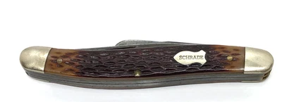 Faca de bolso vintage SCHRADE WALDEN 861 Serpentine Stockman alças ósseas - Imagem 1 de 4