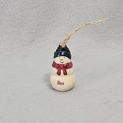 SMALL Snowman Christmas Ornament Personalized Name "ALEX" Stocking Stuffer - Image 1 of 4