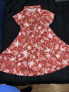 Vince Camuto Short Sleeve Button Up Burnt Orange Girls Size 7 Dress NEVER WORN - Picture 1 of 4