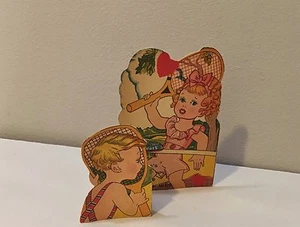 Vtg Valentine Card Tennis Player Sweethearts Pretty Little Girl NOS 30's UNUSED - Picture 1 of 5