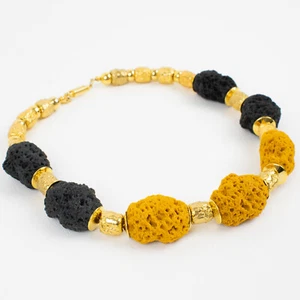Vintage Balenciaga Gilt Metal and Lava Rock Resin Choker Necklace - Picture 1 of 10