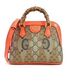 Auth GUCCI Diana Bamboo Mini Handbag Crossbody Shoulder Bag Orange/Brown 99894f