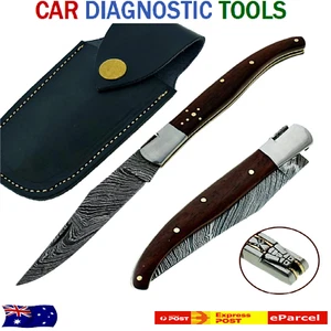 Handmade Damascus Steel Folding Knife Pocket Knife For Hunting Camping & Outdoor - Picture 1 of 13