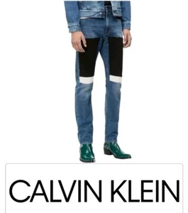 Calvin Klein Jeans Mens/Womans 28x32 Black & White Patches- Colorblock- NEW/Tags - Picture 1 of 12