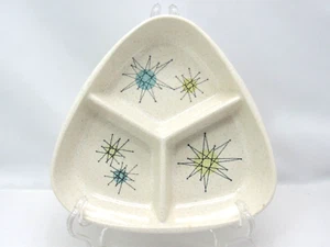 Vintage Franciscan Atomic Starburst 3 Part Divided Triangle Relish Dish MCM 6.5" - Picture 1 of 10