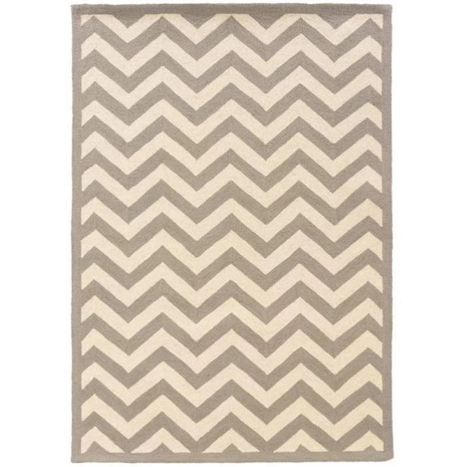 Alfombra de lana Chevron enganchada a mano Hawthorne Collection 5' x 7' en gris Foto 1 de 1