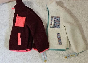 lot 2 CAT & JACK Girls Sherpa Sweater Pullover Zip size XS (4-5) - Picture 1 of 4