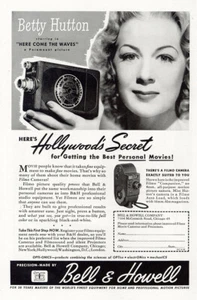 1945 Bell & Howell Filmo Cameras: Betty Hutton pubblicità stampa d'epoca - Foto 1 di 1