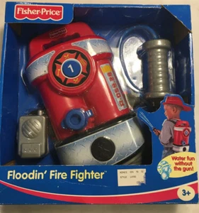 Fisher Price Floodin' Fire Fighter Backpack Water Toy with hose Squirt Gun Rare - Picture 1 of 4