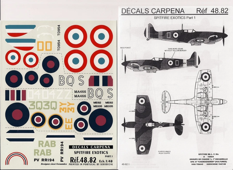 DECALS CARPENA 48.82 - SPITFIRE EXOTICS Pt. 1 - 1/48 DECAL - Immagine 1 di 1
