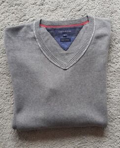 Tommy Hilfiger Pullover grau V-Ausschnitt Cotton Cashmere Größe XL