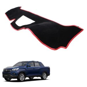 Velvet Non-Slip Dash Cover BL w/ Red LIne for 2019 2020 Musso EX ELX ULTIMATE - Picture 1 of 4
