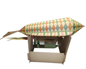 Locomotora de aeronave a vapor de diseño 1854 modelo de cartulina hecha a mano, 25" x 8" - Imagen 1 de 18