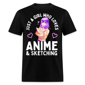 Cute Anime shirt Just a Girl Who Loves Anime and Sketching Artist T-shirt S-6XL - Picture 1 of 61
