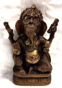 Lord Ganesh Ganapati "remover of obstacles" Meditation Heavy Cast Bronze 7" - Picture 1 of 6