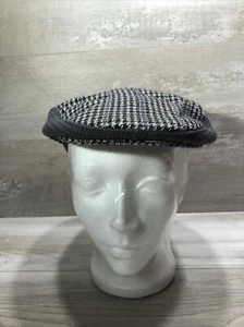 Flat Snap Cap Page Boy Cabbie Hat Pure Wool Edinburgh Woollen Mill Houndstooth - Picture 1 of 8