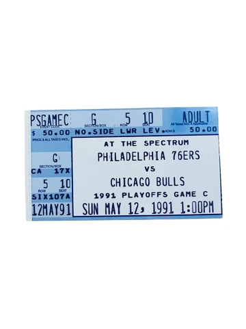 PHILADELPHIA SIXERS CHICAGO BULLS 1991 PLAYOFF GAME C TICKET JORDAN 5/12/91 Cover
