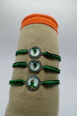 x3 St Jude手链时尚绿色/黑色绳亮宝石花边 — 第 1/4 张图片