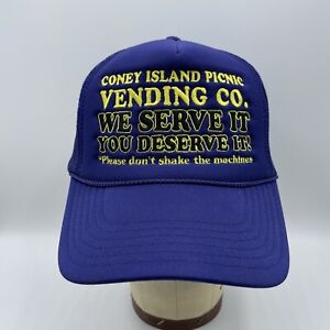 Coney Island Picnic Trucker Hat Purple Mesh Embroidered Snapback Cap Vending Co