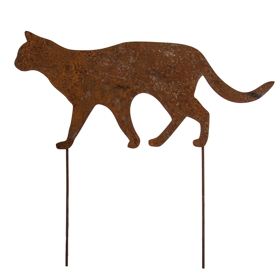 Gartenstecker Edelrost Katze Cat Kater Garten Metall Rost Gartendeko Gartenstab - Bild 1 von 1