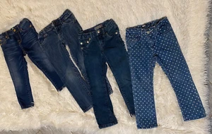 JEAN LOT OF 4 PAIRS Girls Size 4 Denim Jeans Levi’s 7 Seven for All Mankind - Picture 1 of 13