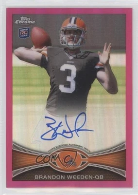 2012 Topps Chrome BCA Refractor 10/75 Brandon Weeden #79 Rookie Auto RC - Image 1 of 3