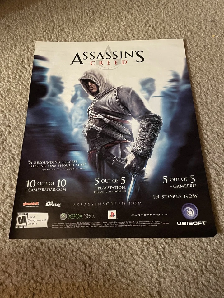 Vintage 2007 ASSASSIN'S CREED Playstation 3 PS3 XBOX 360 Video Game Print Ad - Image 1 of 1