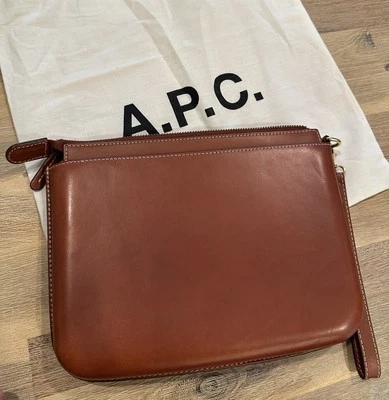 A.P.C. Cowhide Leather Mathilda Pochette / Clutch, Cognac Brown, Wrist Strap - Image 1 of 4