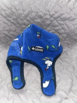 Columbia Fleece Hat Infant Baby One Size Snow Warm Winter Beanie Flap Blue - Image 1 of 4