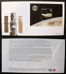 Jersey Briefmarken: "Hubble Telescope - 25 Years" Ersttagsbrief 2£ Kleinbogen 2015 - Bild 1 von 3