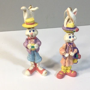 COTTONTAIL LANE Bunny Rabbit PAIR OF HANGERS Collectible Figure Midwest - Picture 1 of 3