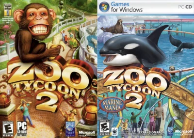 Microsoft Zoo Tycoon 2 + Marine Mania! Windows PC Computer Games! - Image 1 of 2