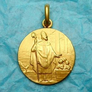 Französischer, antiker religiöser Anhänger. Nikolaus. Gold Filled. Medaille von Tricard - Bild 1 von 4