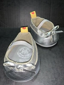 Build-a-Bear Workshop Silver Fancy Mary Janes Dress Shoes Flats BABW - Picture 1 of 10