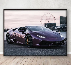 Póster de automóvil deportivo Lamborghini Huracán dormitorio pared estampado artístico enmarcado A4 - Imagen 1 de 3