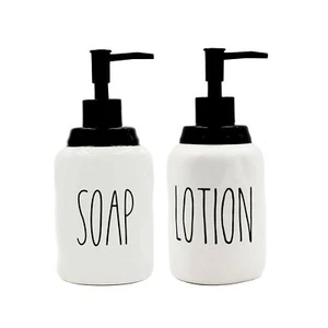 Gails Willing Ceramic Liquid Soap Lotion Dispensers Kitchen Bathroom Decor 2 Pck - Picture 1 of 7